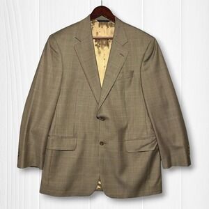 Brooks Brothers Brookwood Wool Houndstooth 2-Button Blazer Mens 41R Brown